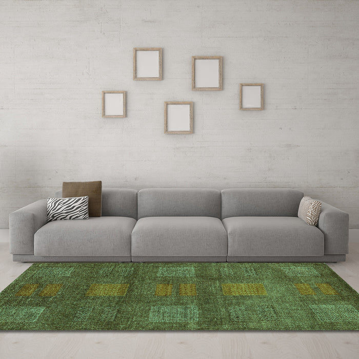 Machine Washable Abstract Turquoise Modern Area Rugs in a Living Room,, wshabs5470turq