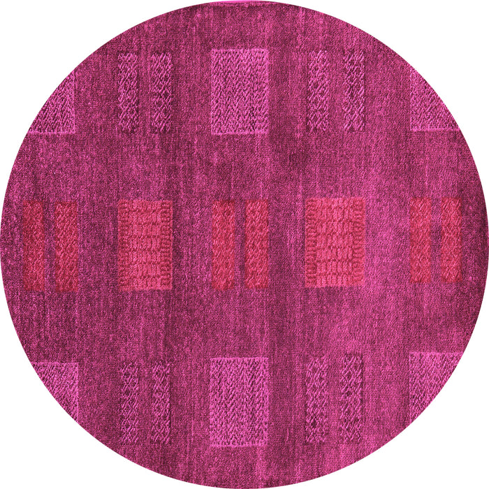 Round Machine Washable Abstract Pink Modern Rug, wshabs5470pnk