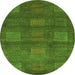 Round Abstract Green Modern Rug, abs5470grn