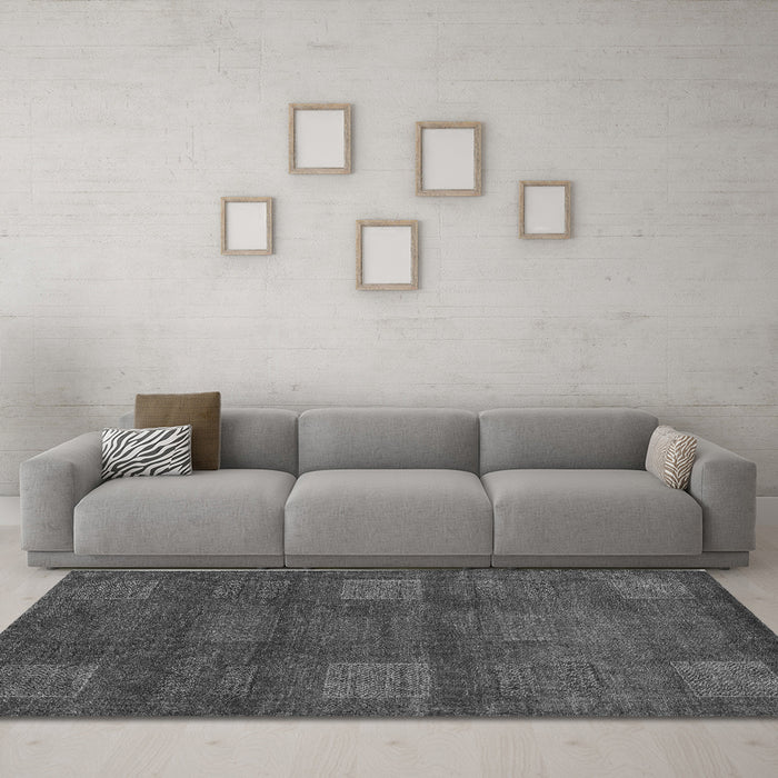 Machine Washable Abstract Gray Modern Rug in a Living Room,, wshabs5470gry