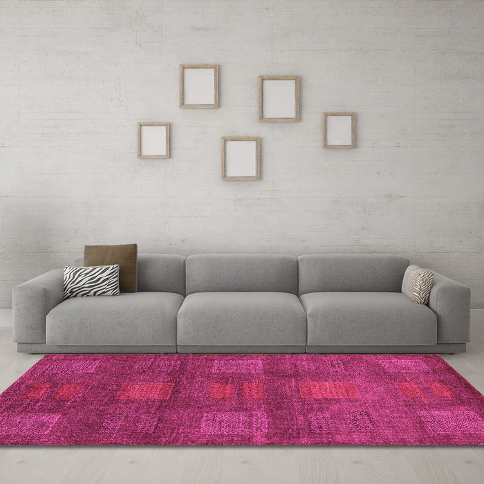 Machine Washable Abstract Pink Modern Rug in a Living Room, wshabs5470pnk
