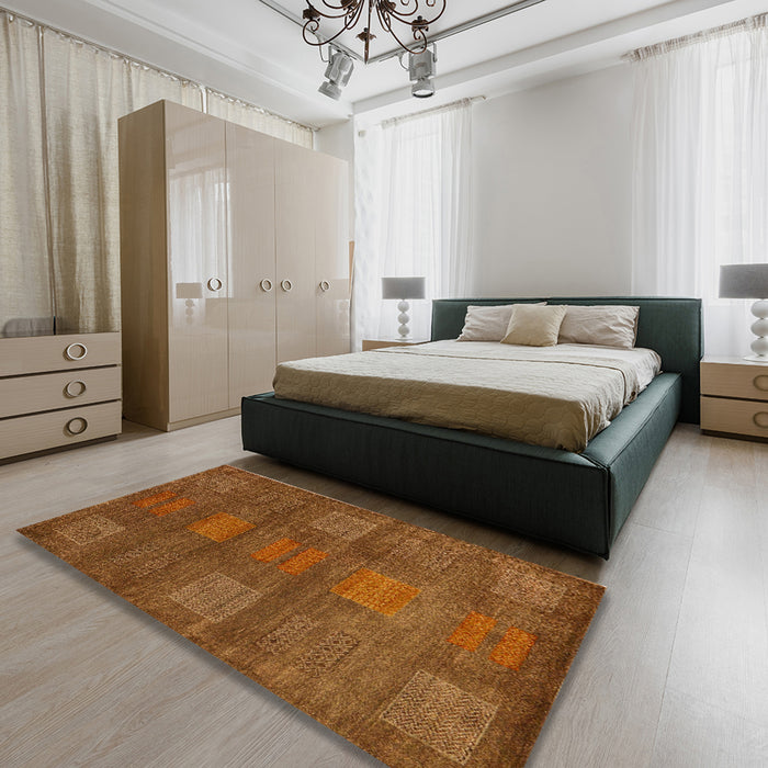 Abstract Sedona Brown Modern Rug in a Bedroom, abs5470