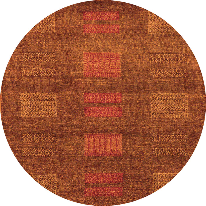 Round Machine Washable Abstract Orange Modern Area Rugs, wshabs5470org