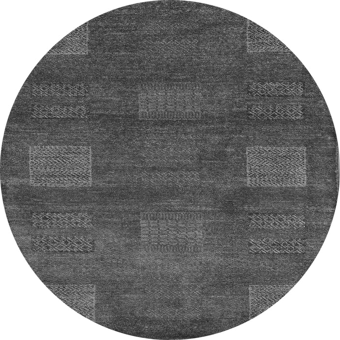 Round Machine Washable Abstract Gray Modern Rug, wshabs5470gry