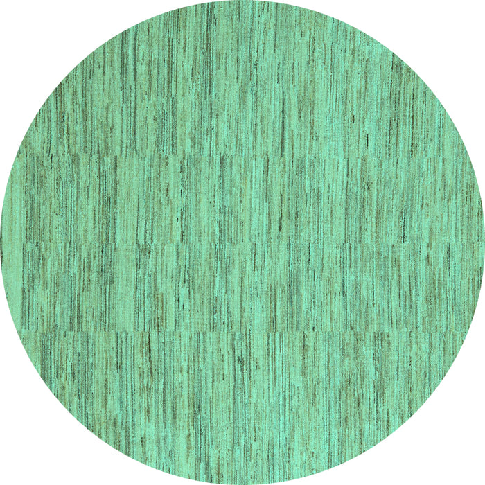 Round Solid Turquoise Modern Rug, abs5471turq
