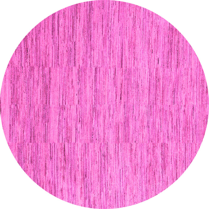 Round Machine Washable Solid Pink Modern Rug, wshabs5471pnk