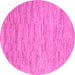 Round Machine Washable Solid Pink Modern Rug, wshabs5471pnk