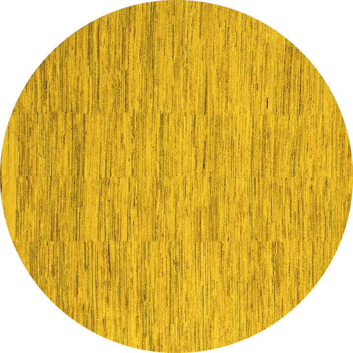 Round Machine Washable Solid Yellow Modern Rug, wshabs5471yw