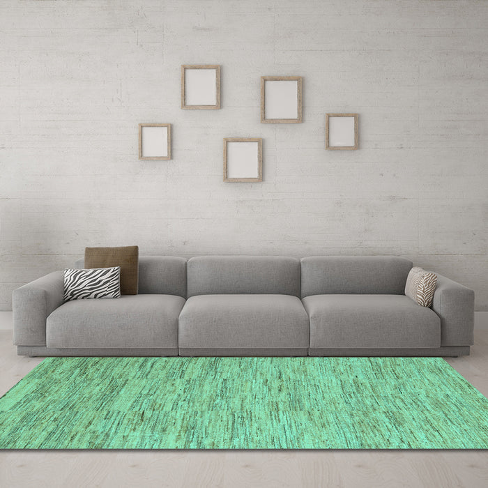 Machine Washable Solid Turquoise Modern Area Rugs in a Living Room,, wshabs5471turq