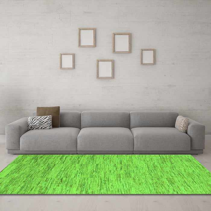 Machine Washable Solid Green Modern Area Rugs in a Living Room,, wshabs5471grn
