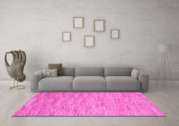 Machine Washable Solid Pink Modern Rug in a Living Room, wshabs5471pnk