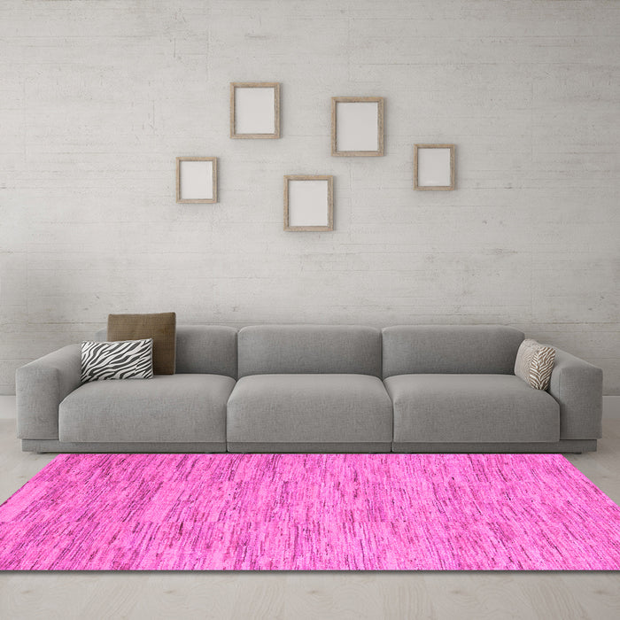 Machine Washable Solid Pink Modern Rug in a Living Room, wshabs5471pnk