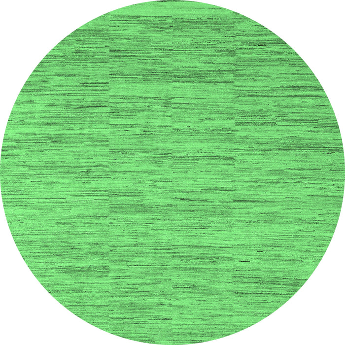 Round Machine Washable Solid Emerald Green Modern Area Rugs, wshabs5471emgrn