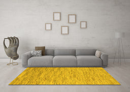 Machine Washable Solid Yellow Modern Rug in a Living Room, wshabs5471yw
