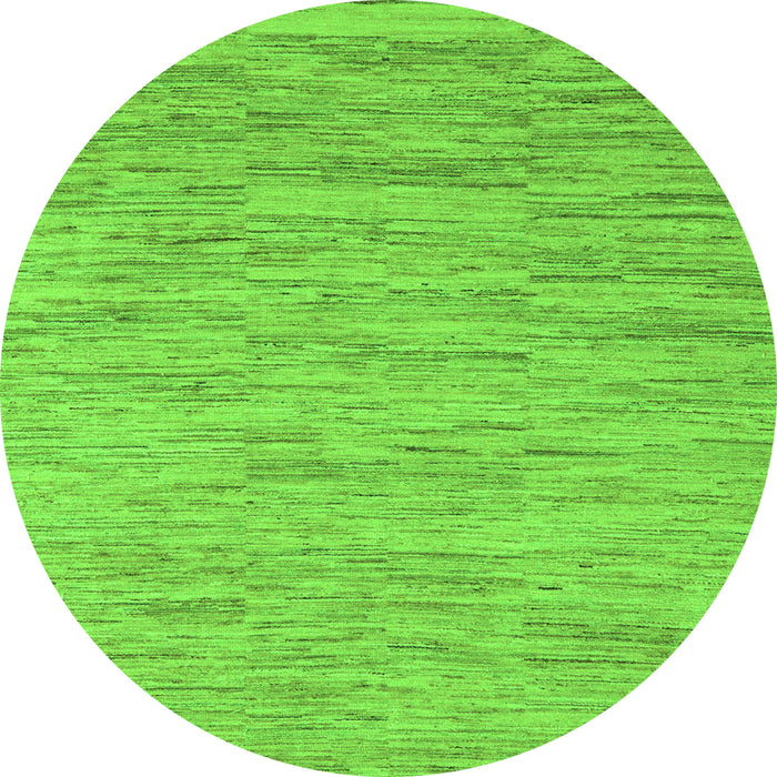 Round Machine Washable Solid Green Modern Area Rugs, wshabs5471grn