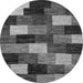 Round Abstract Gray Modern Rug, abs5472gry