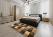 Abstract Bronze Brown Modern Rug in a Bedroom, abs5472