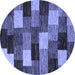 Round Abstract Blue Modern Rug, abs5472blu