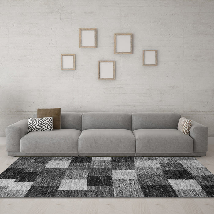 Machine Washable Abstract Gray Modern Rug in a Living Room,, wshabs5472gry