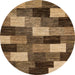 Round Machine Washable Abstract Bronze Brown Rug, wshabs5472