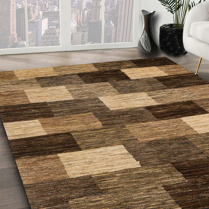 Abstract Bronze Brown Modern Rug in Family Room, abs5472