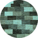 Round Abstract Light Blue Modern Rug, abs5472lblu