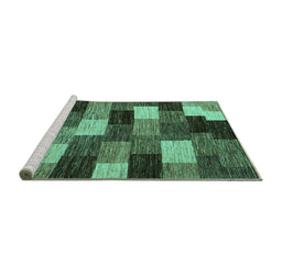 Sideview of Machine Washable Abstract Turquoise Modern Area Rugs, wshabs5472turq