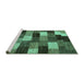 Sideview of Machine Washable Abstract Turquoise Modern Area Rugs, wshabs5472turq