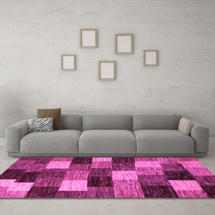 Machine Washable Abstract Pink Modern Rug in a Living Room, wshabs5472pnk