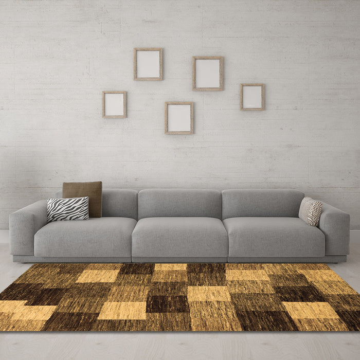 Machine Washable Abstract Brown Modern Rug in a Living Room,, wshabs5472brn