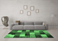 Machine Washable Abstract Emerald Green Modern Rug, wshabs5472emgrn