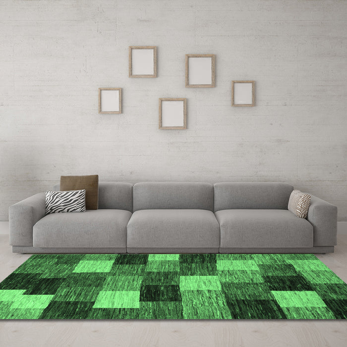 Machine Washable Abstract Emerald Green Modern Area Rugs in a Living Room,, wshabs5472emgrn