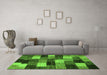 Machine Washable Abstract Green Modern Area Rugs in a Living Room,, wshabs5472grn