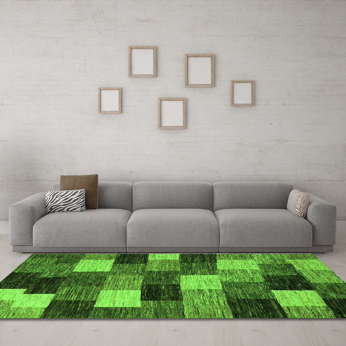 Machine Washable Abstract Green Modern Area Rugs in a Living Room,, wshabs5472grn