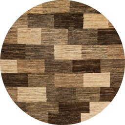 Round Abstract Bronze Brown Modern Rug, abs5472