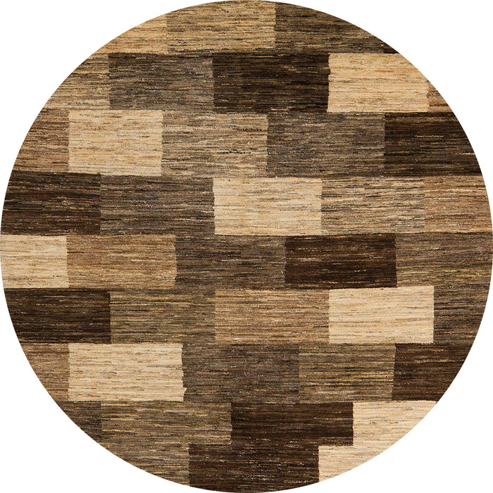 Round Abstract Bronze Brown Modern Rug, abs5472