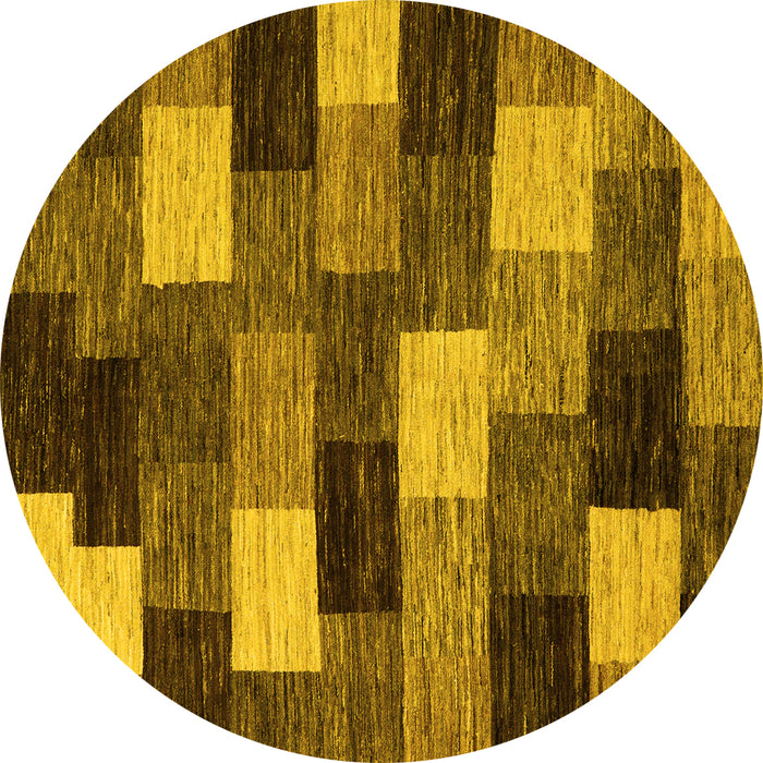 Round Abstract Yellow Modern Rug, abs5472yw