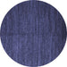 Round Abstract Blue Modern Rug, abs5473blu