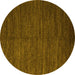 Round Abstract Yellow Modern Rug, abs5473yw