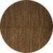 Round Abstract Brown Modern Rug, abs5473brn