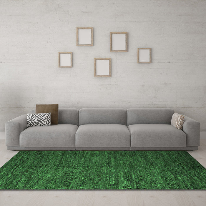 Machine Washable Abstract Emerald Green Modern Area Rugs in a Living Room,, wshabs5473emgrn