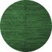 Round Machine Washable Abstract Emerald Green Modern Area Rugs, wshabs5473emgrn