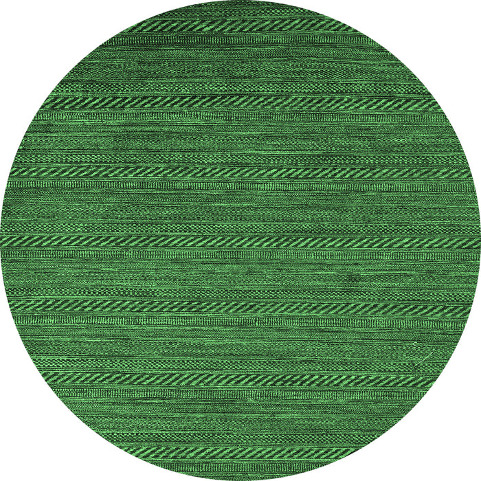 Round Machine Washable Abstract Emerald Green Modern Area Rugs, wshabs5474emgrn