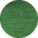 Round Machine Washable Abstract Emerald Green Modern Area Rugs, wshabs5474emgrn