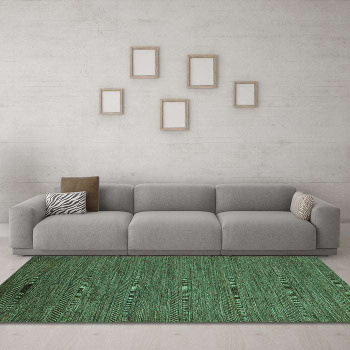 Machine Washable Abstract Turquoise Modern Area Rugs in a Living Room,, wshabs5474turq