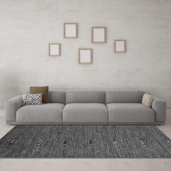 Machine Washable Abstract Gray Modern Rug in a Living Room,, wshabs5474gry