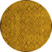 Round Machine Washable Abstract Yellow Modern Rug, wshabs5475yw