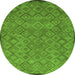 Round Abstract Green Modern Rug, abs5475grn