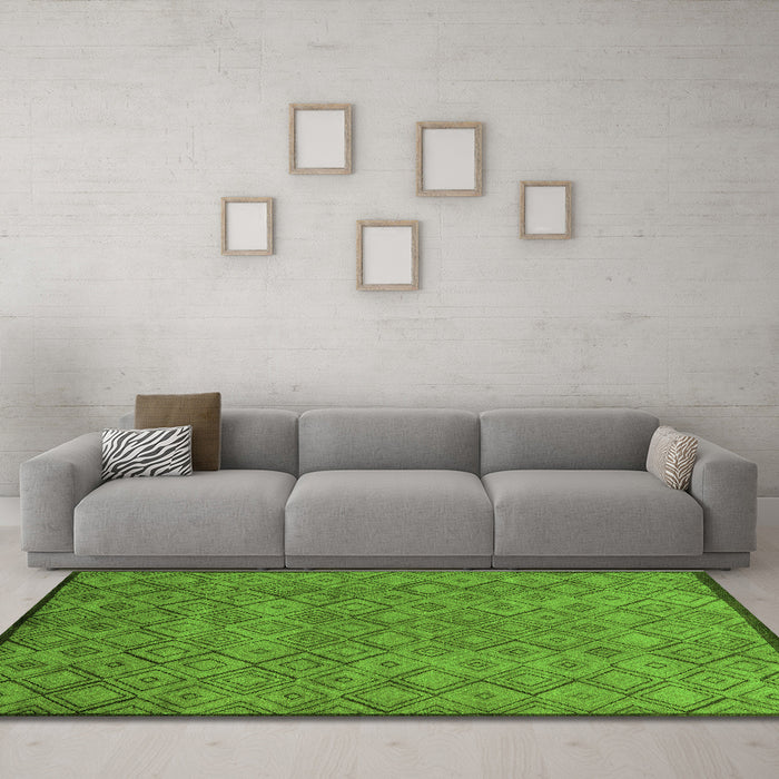 Machine Washable Abstract Green Modern Area Rugs in a Living Room,, wshabs5475grn