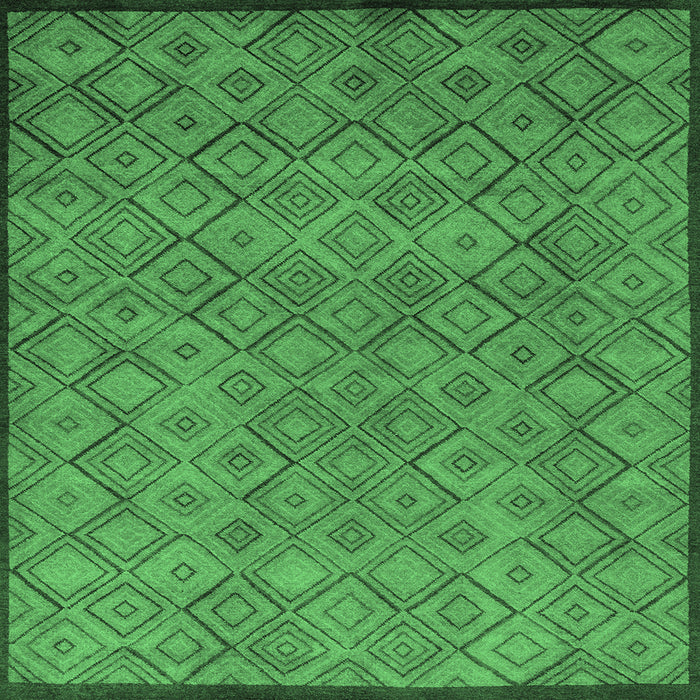 Square Machine Washable Abstract Emerald Green Modern Area Rugs, wshabs5475emgrn